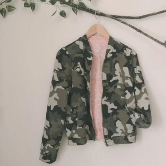 Mango Women's Reversible Camo Print Bomber Jacket, Size Medium - Picture 2 of 8